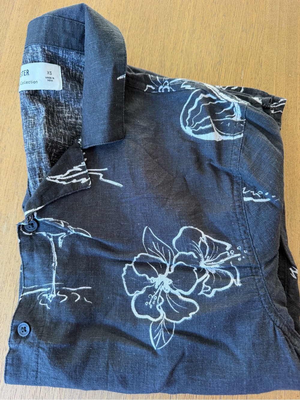 Hollister Black Floral Button-Up Shirt